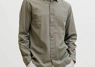 JACK & JONES ανδρικό πουκάμισο μονόχρωμο Regular Fit - 12289174 Λαδί - JACK & JONES - 
