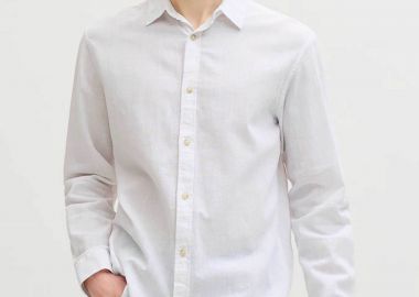 JACK & JONES ανδρικό πουκάμισο μονόχρωμο Regular Fit - 12289174 Λευκό - JACK & JONES - 