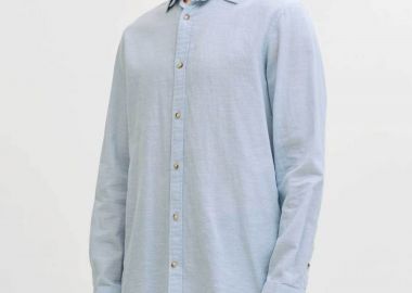JACK & JONES ανδρικό πουκάμισο μονόχρωμο Regular Fit - 12289174 Σιελ - JACK & JONES - 