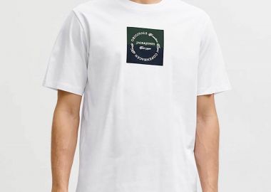 JACK & JONES ανδρικό T-shirt με box logo print Regular Fit - 12290856 Λευκό - JACK & JONES - 