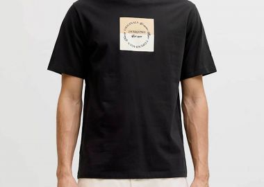 JACK & JONES ανδρικό T-shirt με box logo print Regular Fit - 12290856 Μαύρο - JACK & JONES - 