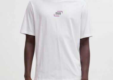 JACK & JONES ανδρικό T-shirt με graphic logo print Regular Fit - 12268415 Κρέμ - JACK & JONES - 