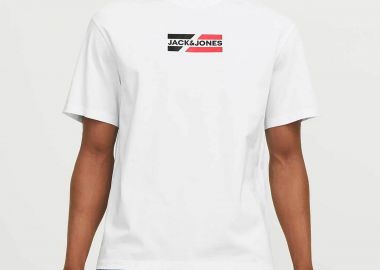 JACK & JONES ανδρικό T-shirt με graphic logo print Regular Fit - 12268415 Λευκό - JACK & JONES - 