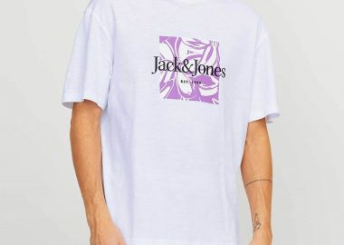 JACK & JONES ανδρικό T-shirt με graphic logo print Relaxed Fit - 12250436 Λευκό - JACK & JONES - 