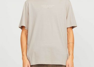 JACK & JONES ανδρικό T-shirt με logo print Regular Fit - 12217167 Μπεζ - JACK & JONES - 