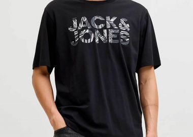 JACK & JONES ανδρικό T-shirt με λογότυπο Regular Fit - 12288536 Μαύρο - JACK & JONES - 