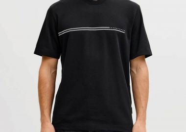 JACK & JONES ανδρικό T-shirt με λογότυπο Regular Fit - 12289936 Μαύρο - JACK & JONES - 