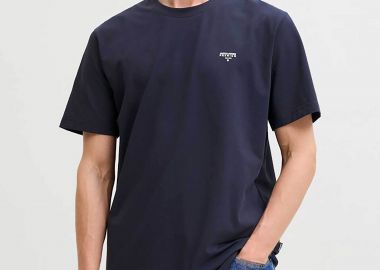 JACK & JONES ανδρικό T-shirt με λογότυπο Regular Fit - 12292383 Μπλε Σκούρο - JACK & JONES - 