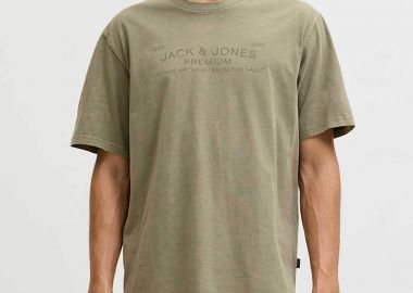 JACK & JONES ανδρικό T-shirt με λογότυπο Regular Fit - 12293014 Λαδί - JACK & JONES - 