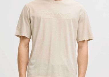 JACK & JONES ανδρικό T-shirt με λογότυπο Regular Fit - 12293014 Μπεζ - JACK & JONES - 