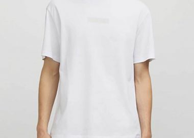 JACK & JONES ανδρικό T-shirt μονόχρωμο με logo print - 12269369 Λευκό - JACK & JONES - 