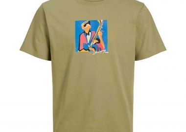 JACK & JONES ανδρικό T-shirt μονόχρωμο με logo print - 12273378 Λαδί - JACK & JONES - 