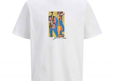 JACK & JONES ανδρικό T-shirt μονόχρωμο με logo print - 12273378 Λευκό - JACK & JONES - 