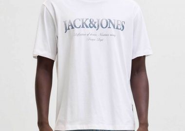 JACK & JONES ανδρικό T-shirt μονόχρωμο με logo print Regular Fit - 12290173 Λευκό - JACK & JONES - 