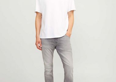 JACK & JONES ανδρικό τζιν παντελόνι πεντάτσεπο Slim Fit - 12259333 Γκρι - JACK & JONES - 