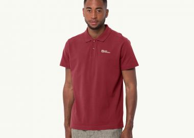 JACK WOLFSKIN ESSENTIAL POLO T-SHIRT ΚΟΚΚΙΝΟ - JACK WOLFSKIN - 