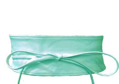 japanese ζώνη Obi από δερματίνη σε πράσινο φυστικί - PerfectDress.gr - 