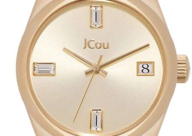 JCOU Emerald II Crystals - JU19061-3, Gold case with Stainless Steel Bracelet - Jcou - 