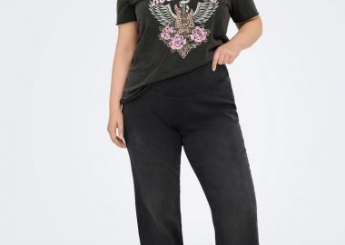 Jean ελαστικό καμπάνα σε denim grey χρώμα plus size -  - 
