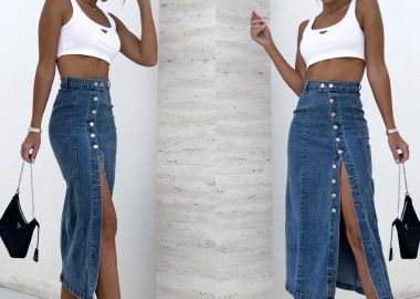 Jean Φούστα Change Of Plans Μπλε - Amelie's - 