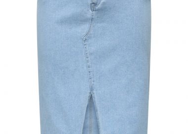 Jean φούστα με άνοιγμα σε denim light blue χρώμα -  - 