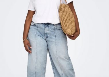 Jean παντελόνι barrel με νερβίρ σε denim light blue χρώμα -  - 
