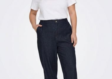 Jean παντελόνι με ρεβέρ σε dark blue denim χρώμα plus size -  - 
