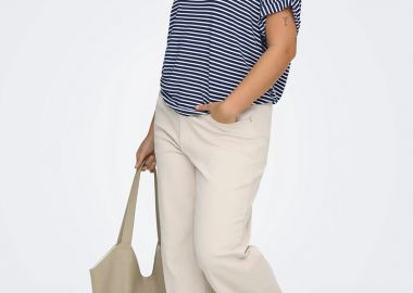 Jean παντελόνι straight σε εκρού χρώμα plus size -  - 