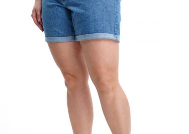 Jean shorts με ρεβέρ σε denim blue χρώμα plus size -  - 