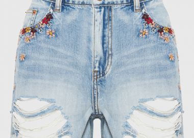 Jean σορτς με κεντημένο σχέδιο - FUNKY BUDDHA - 