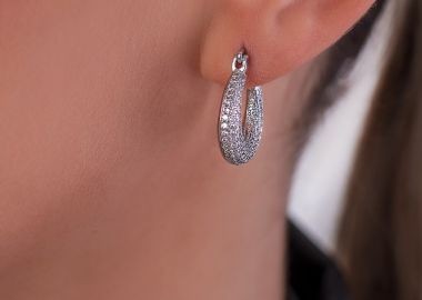JESIE SILVER STRASS HOOP EARRINGS - fashionroom - 