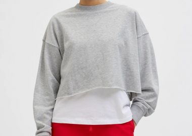 JJXX Caia Γυναικείο Φούτερ Cropped 12253287 Σκούρο Γκρί - JJXX - 