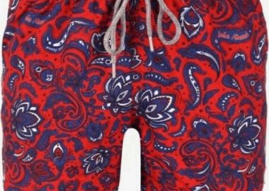John Frank Paisley Ανδρικό Μαγιό Σορτς Κόκκινο με Σχέδια Κόκκινο - John Frank - 