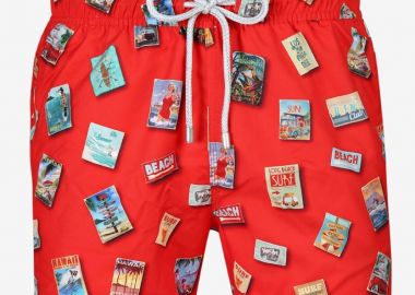 John Frank Posters Ανδρικό Μαγιό Σορτς Κόκκινο με Σχέδια Κόκκινο - John Frank - 