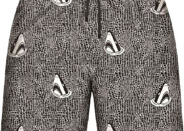 John Frank Sharks Ανδρικό Μαγιό Σορτς Μαύρο με Σχέδια Μαύρο - John Frank - 