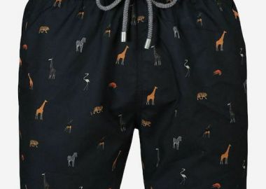 John Frank Zoo Ανδρικό Μαγιό Σορτς Μαύρο με Σχέδια Μαύρο - John Frank - 