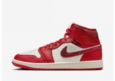 Jordan 1 Mid SE Red Cracked Leather Women's HJ9337106 MBS - Jordan - 