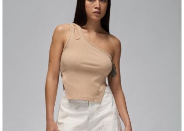 Jordan Women's Asymmetrical Ribbed Tank Legend Medium Brown FN5798244 MBS - Jordan - 