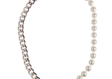 JT Αλυσίδα λαιμού ατσάλι 9mm με λευκές πέρλες - JT - 