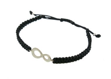 Jt Ανδρικό Ασημένιο Βραχιόλι Μακραμέ Άπειρο - JT - 