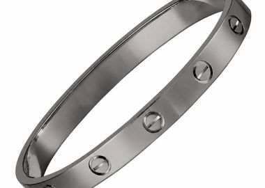 Jt Ανδρικό ατσάλινο βραχιόλι χειροπέδα βίδα 8mm Γκρι Ανθρακί - JT - 