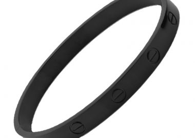 Jt Ανδρικό ατσάλινο βραχιόλι χειροπέδα βίδα 8mm Μαύρο - JT - 