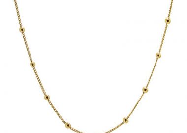 Jt Ασημένια χρυσή αλυσίδα κολιέ με μπίλιες 40 εκ. - JT - 