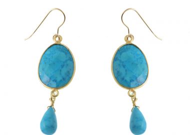 Jt Ασημένια σκουλαρίκια δάκρυα με ημιπολύτιμες πέτρες Γαλάζιο - JT - 