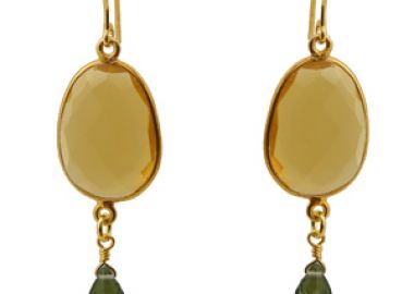 Jt Ασημένια σκουλαρίκια δάκρυα με ημιπολύτιμες πέτρες Κίτρινο - JT - 