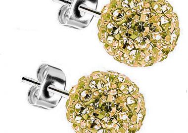 Jt Ασημένια σκουλαρίκια ντισκομπάλα με κρύσταλλα Χρυσό - JT - 