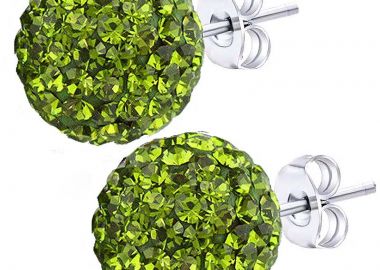 Jt Ασημένια σκουλαρίκια ντισκομπάλα με κρύσταλλα Πράσινο - JT - 