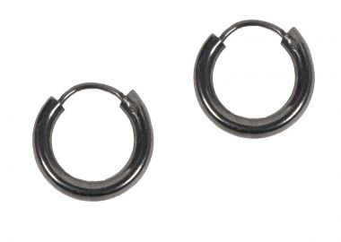 Jt Ασημένια unisex σκουλαρίκια κρίκοι μικροί ανθρακί1cm - JT - 