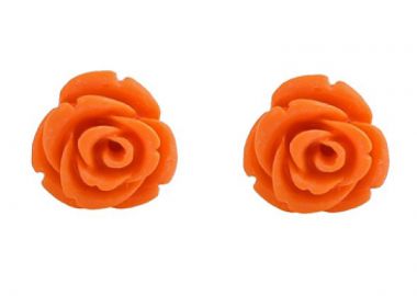 Jt Ασημένια vintage σκουλαρίκια τριαντάφυλλα Κοραλί - JT - 