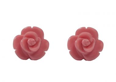Jt Ασημένια vintage σκουλαρίκια τριαντάφυλλα Ροζ - JT - 